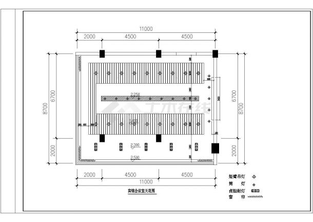某地区标准型宾馆会议室装修详细设计方案施工CAD图纸-图二