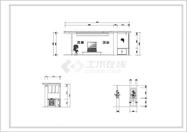 某现代标准型房屋客厅装修详细设计方案施工CAD图纸-图二