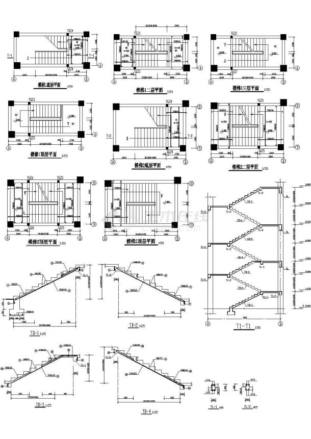 杭州西湖区某高档3层私人别墅楼梯建筑设计CAD施工图-图一