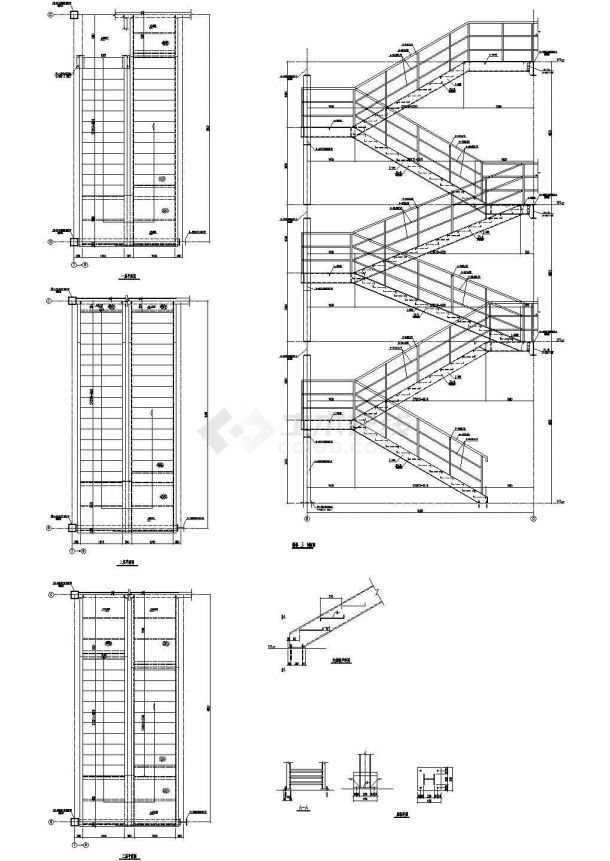 长沙市天心区某小区住宅楼楼梯建筑设计CAD施工图-图二