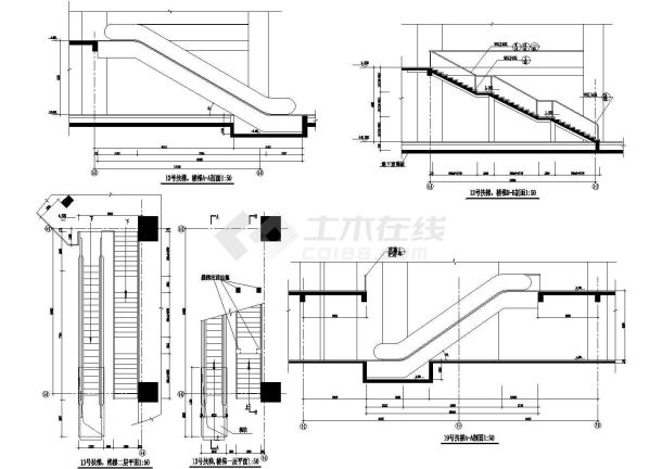 杭州市临安区某2层商场内部楼梯建筑设计CAD施工图-图一