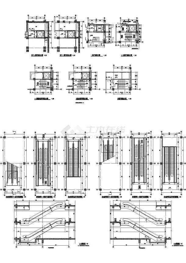 西安市长安区某6层大型商场内部客梯建筑设计CAD施工图-图一