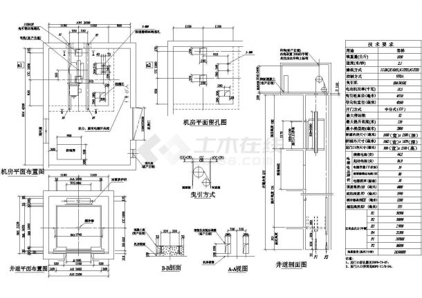 天水市某大型购物商场1吨级客梯建筑设计CAD施工图-图二