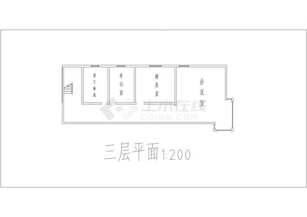 重庆市某新建小区290平米3层框混结构售楼处平剖面设计CAD图纸-图一