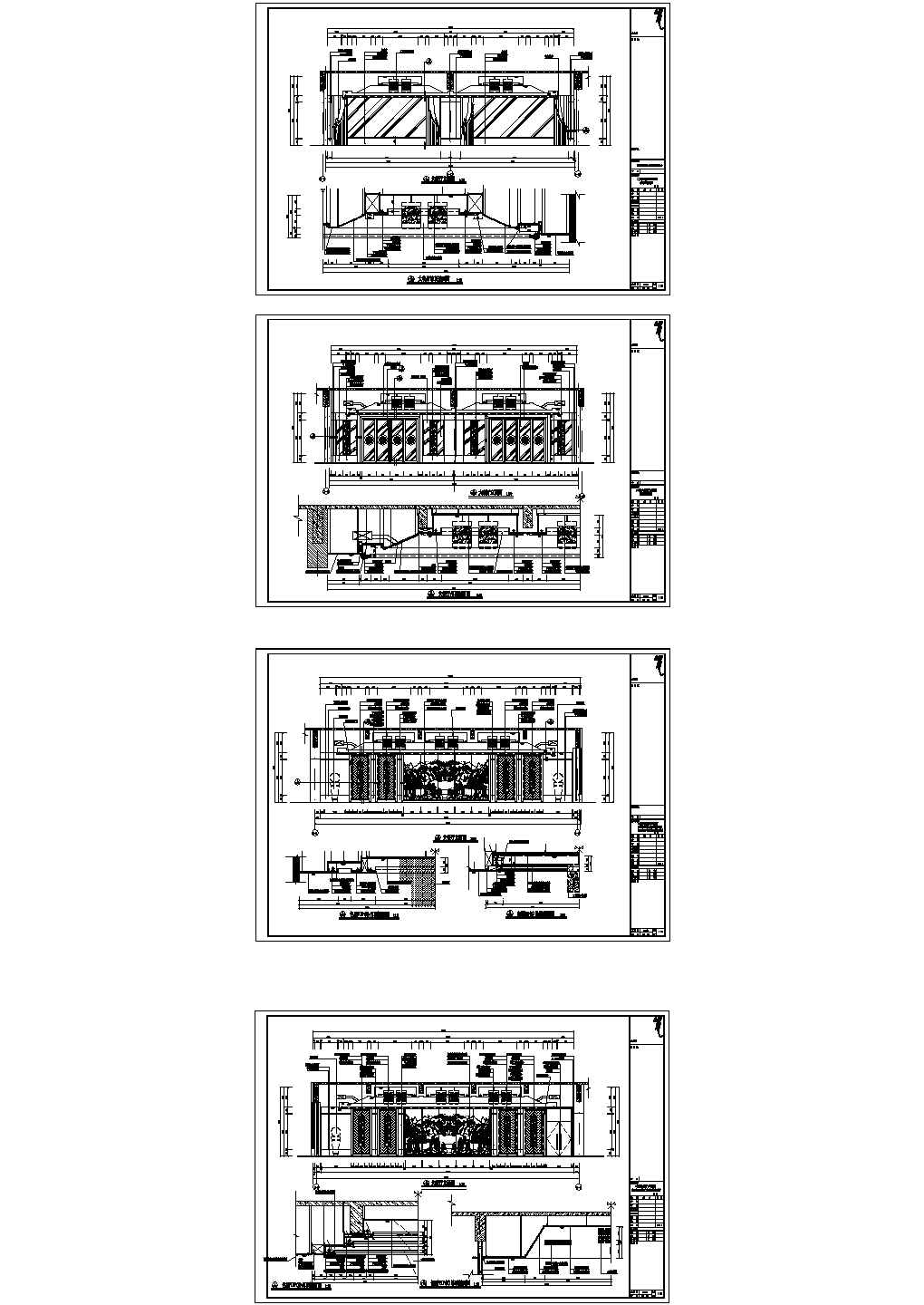 某现代标准型豪华大餐厅立面装修详细设计方案施工CAD图纸