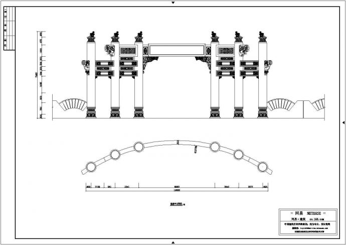 某现代标准型仿古建筑牌坊入口详细设计施工CAD图纸_图1