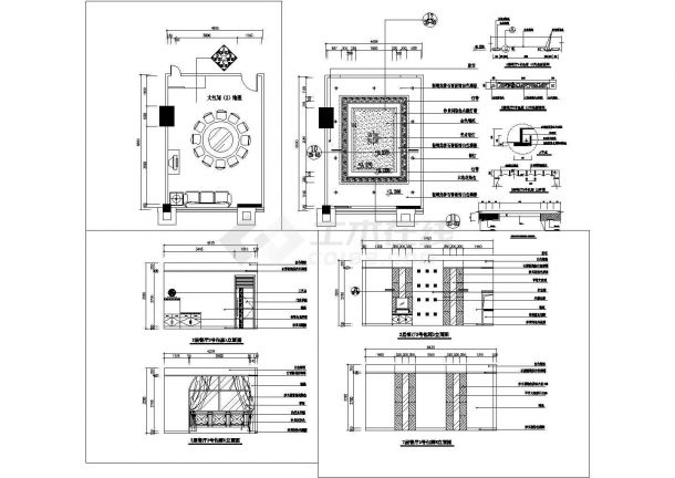 某现代标准型餐厅包间大样详细设计施工CAD图纸-图一