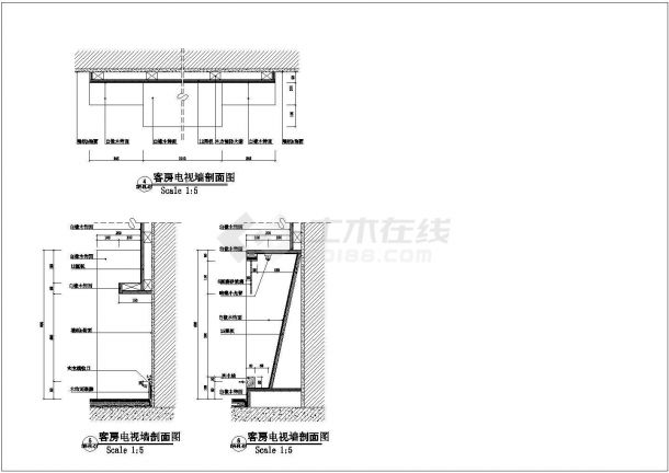 某现代标准型标准单人房详细设计施工CAD图纸-图二
