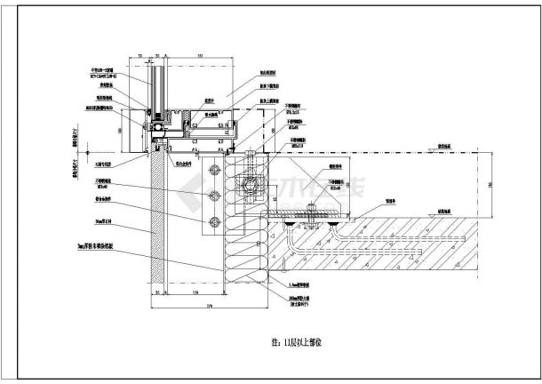 某标准型现代99张单元幕墙节点装修详细设计施工CAD图纸-图二