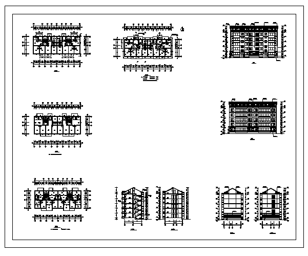 五层带阁楼住宅建筑施工cad图，共八张_图1