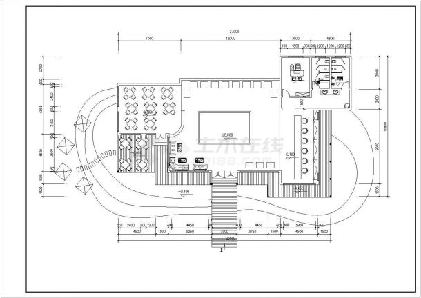 天津市某新建小区120平米单层售楼处建筑设计CAD图纸（含总图）-图二