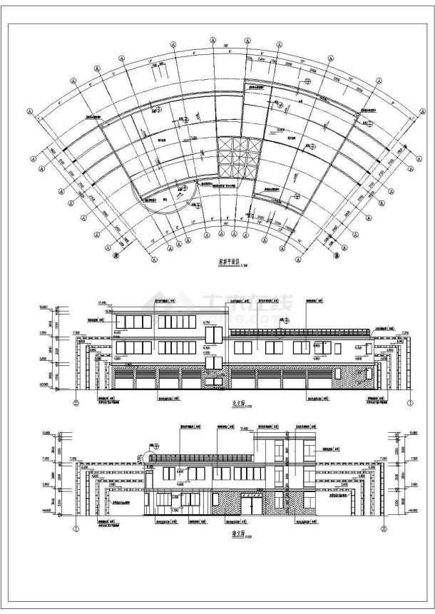 某住宅小区三层框架结构高档会所设计cad全套建筑施工图纸（含设计说明）-图二