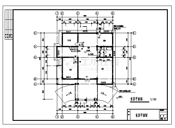 375平方米某二层私人别墅全套建筑施工cad图，共十八张-图一