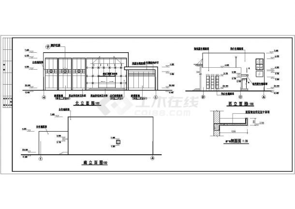 北京某大型商场460平米2层框混结构管理中心建筑设计CAD图纸-图二