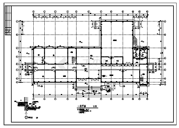 某三层会所建筑施工cad图，共六张-图二