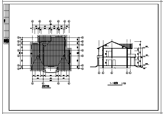 二层别墅建筑施工cad图(带三个方案设计，共九张)