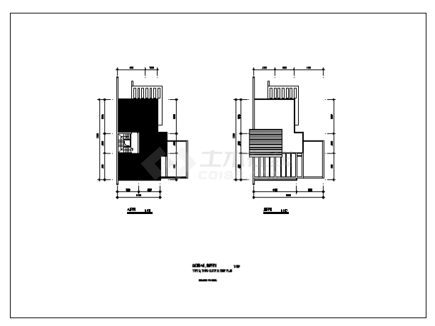 三层斜屋顶别墅建筑施工cad图(含四套设计图，共二十张)-图一