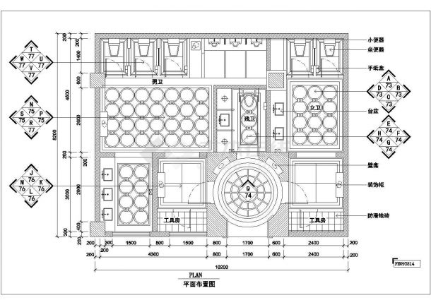 典型卫生间室内装修设计CAD全套施工图纸（甲级院设计）-图二