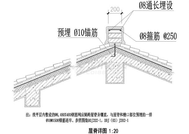 汉中市南郑区某中学教师公寓楼屋脊建筑设计CAD施工图-图二