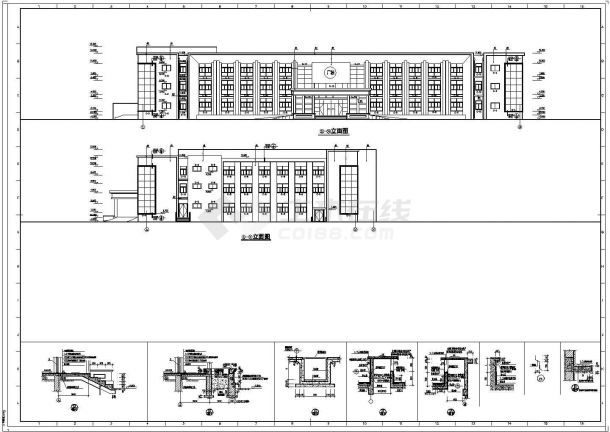 办公楼设计_某现代标准型3层凹形化工公司办公楼建筑详细设计施工CAD图纸-图二