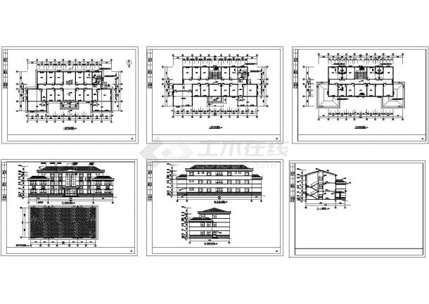 办公楼设计_某现代标准型三层办公楼建筑详细设计施工CAD图纸-图一