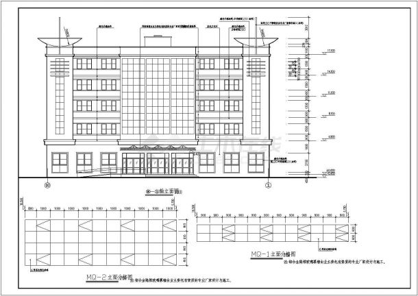 办公楼设计_某现代标准型5层办公楼建筑详细设计施工CAD图纸-图二