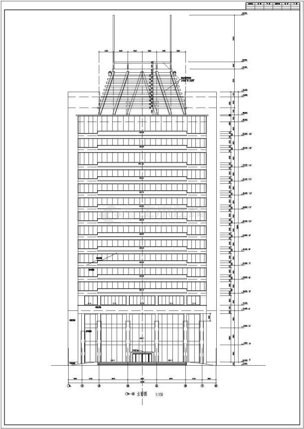 某现代标准型办公写字楼建筑详细设计施工CAD图纸-图二