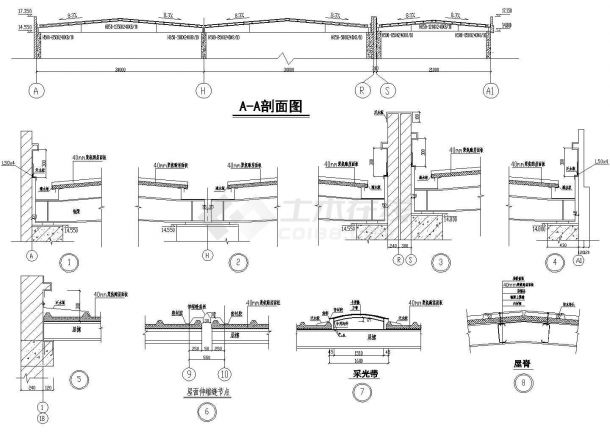晋中市某高级中学教师公寓楼屋盖建筑设计CAD施工图-图一
