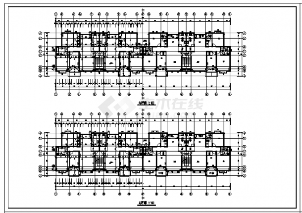 某六层金山区住宅小区A号住宅楼建筑施工cad图(带半地下室设计，共十一张)-图一