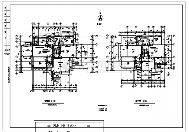 二层经典别墅全套建筑施工cad图，共八张-图二