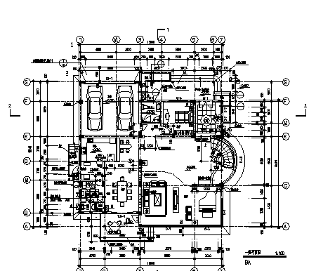 某三层经典别墅样板建筑施工cad图，共七张-图一