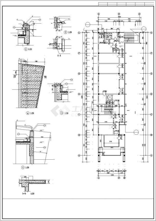 武汉市某国有单位7100平米8层框架办公楼建筑设计CAD图纸-图一