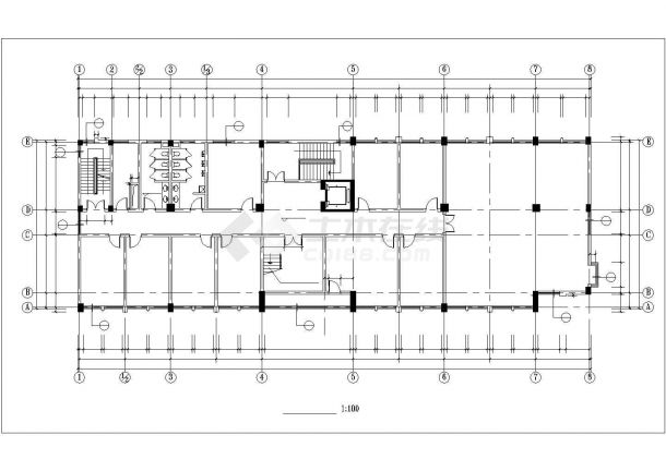 无锡市某管理公司3760平米6层框混结构办公楼建筑设计CAD图纸-图一