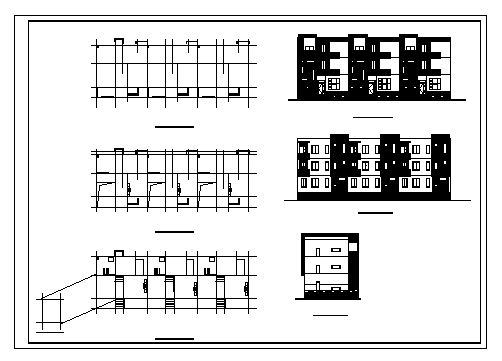 某三层联排别墅建筑施工cad图，共六张_图1