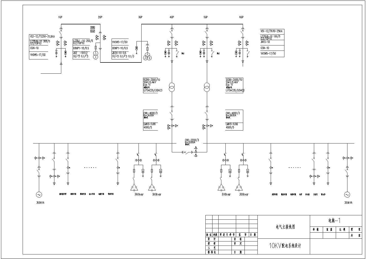 某10KV配电系统设计cad全套电气原理图纸（标注详细）