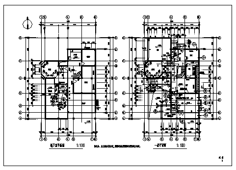 509平方米某二层带地下室别墅建筑施工cad图，共十三张-图一