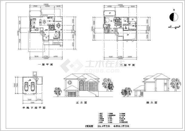 经典14套别墅设计cad建筑方案图（甲级院设计）-图二