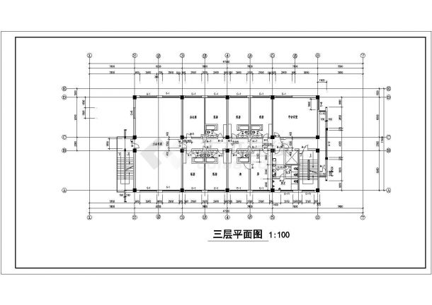 某多层剪力墙结构宾馆商住楼设计cad全套建筑施工图（标注详细）-图二