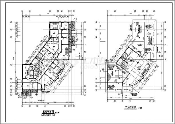 滨江新区新桥村小区六层框架结构会所设计cad全套建施图（含设计说明）-图一