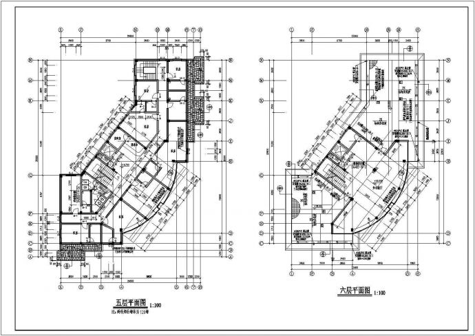 滨江新区新桥村小区六层框架结构会所设计cad全套建施图（含设计说明）_图1