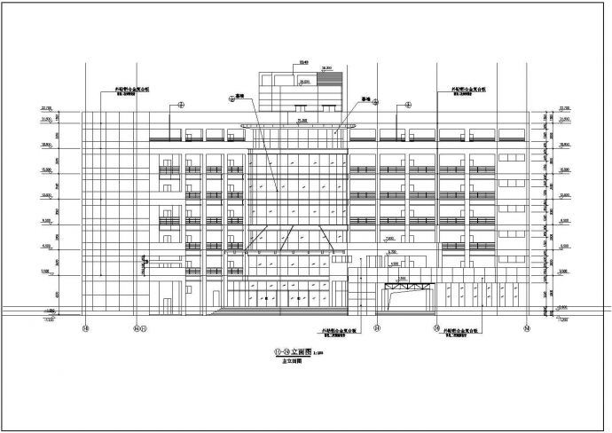 长沙市某区水利局4500平米7层框架结构办公楼建筑设计CAD图纸_图1