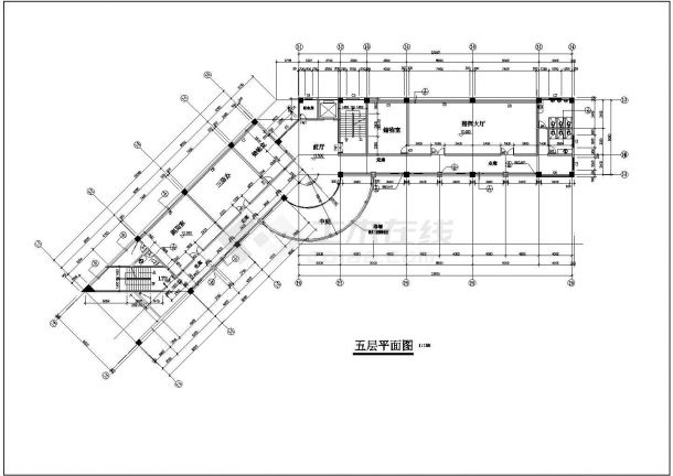 长沙市某区水利局4500平米7层框架结构办公楼建筑设计CAD图纸-图二