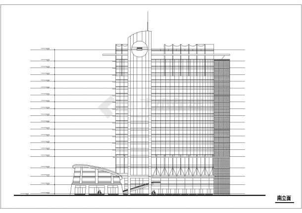 上海市奉贤区某1.7万平米19层框架商业办公楼建筑设计CAD图纸-图二