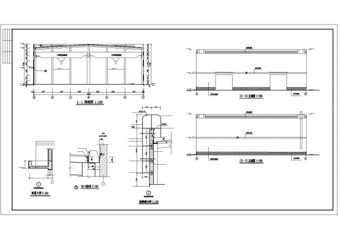 苏州市某服装厂3400平米单层排架结构生产厂房建筑设计CAD图纸_图1