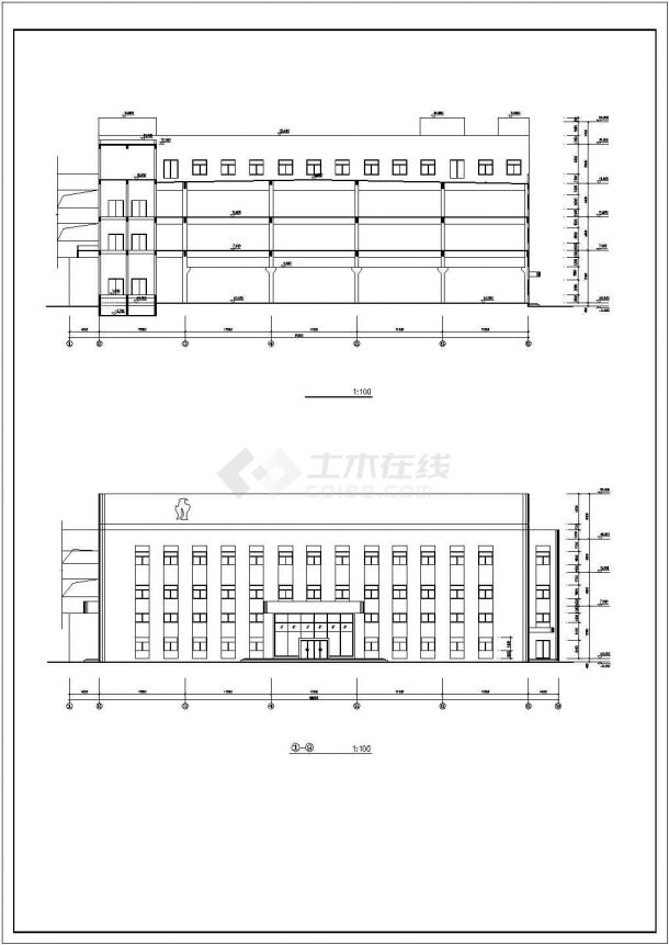 某工厂7500平米4层框架结构生产车间建筑设计CAD图纸（含夹层）-图一