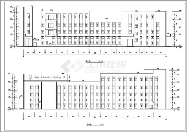 某工厂7500平米4层框架结构生产车间建筑设计CAD图纸（含夹层）-图二