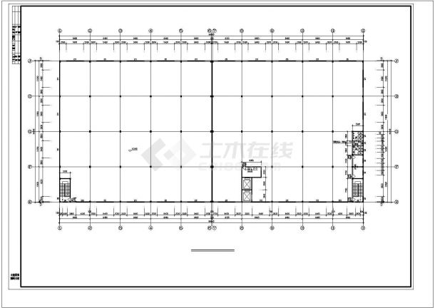 西安市某工厂2100平米3层现浇框架结构生产厂房建筑设计CAD图纸-图二