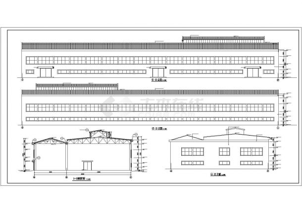 成都市某工厂3500平米单层混排结构生产厂房建筑设计CAD图纸-图一