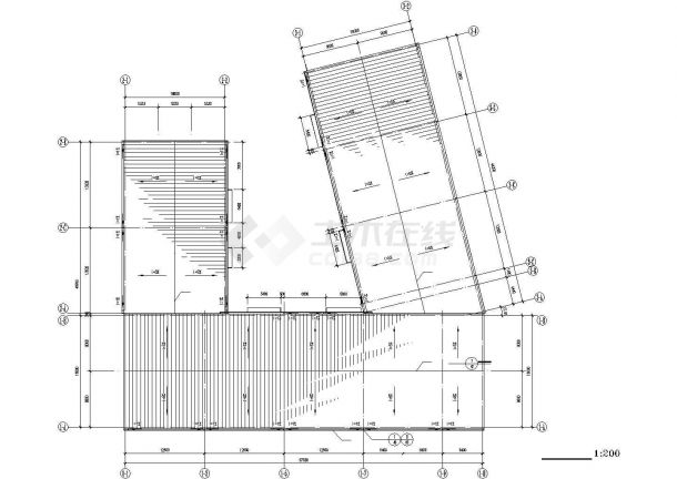 哈尔滨某大型工厂2800平米单层框架结构生产厂房建筑设计CAD图纸-图一