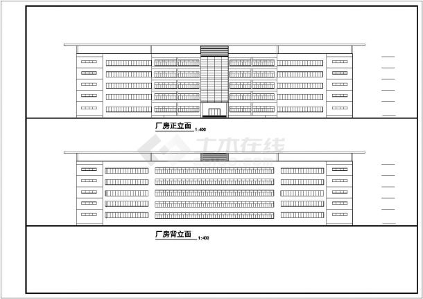 宁波某工厂2万平米5层框架加结构生产大楼平立剖面设计CAD图纸-图一